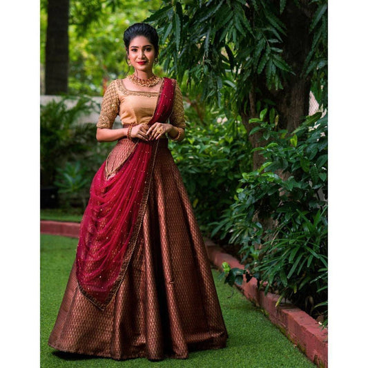Designer Banarasi Silk Half Saree Kanjiveram Silk Half Saree lehenga South Indian Wedding Woman Sari